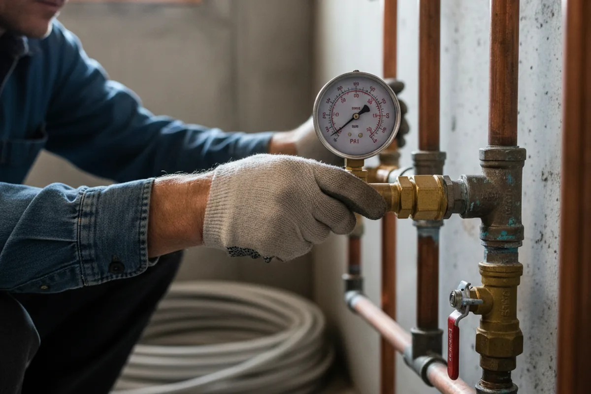 Pressure testing a repaired line during Water Line Repair in Sutter